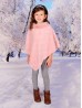 Kids Soft Faux Fur Poncho W/  Wave Pattern and Faux Fur Neckline (3-7 Years Old) 